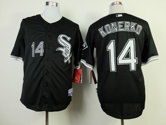 Men Chicago White Sox #14 Konerko Black MLB Jerseys1